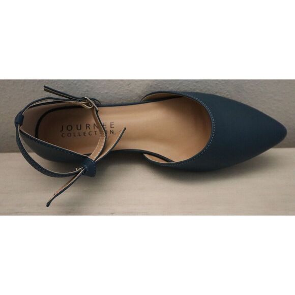 Journee Collection 007501 Women's Sz 8M Blue Bow Ankle Strap Vielo Flats SIB - Picture 12 of 13
